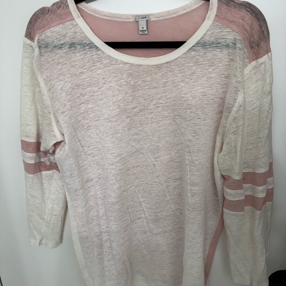 J. Crew Women's Pink and Cream Top